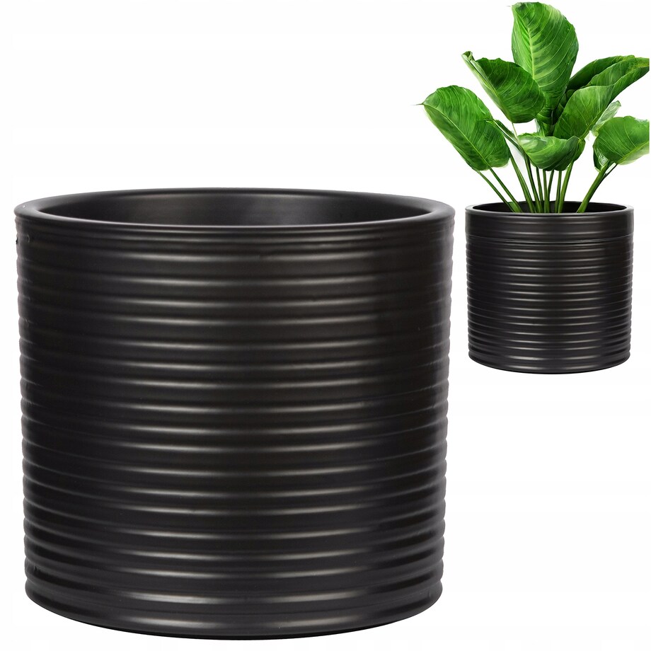 DONICZKA CERAMICZNA CZARNA CYLINDER 13cm do salonu domu na balkon bonsai