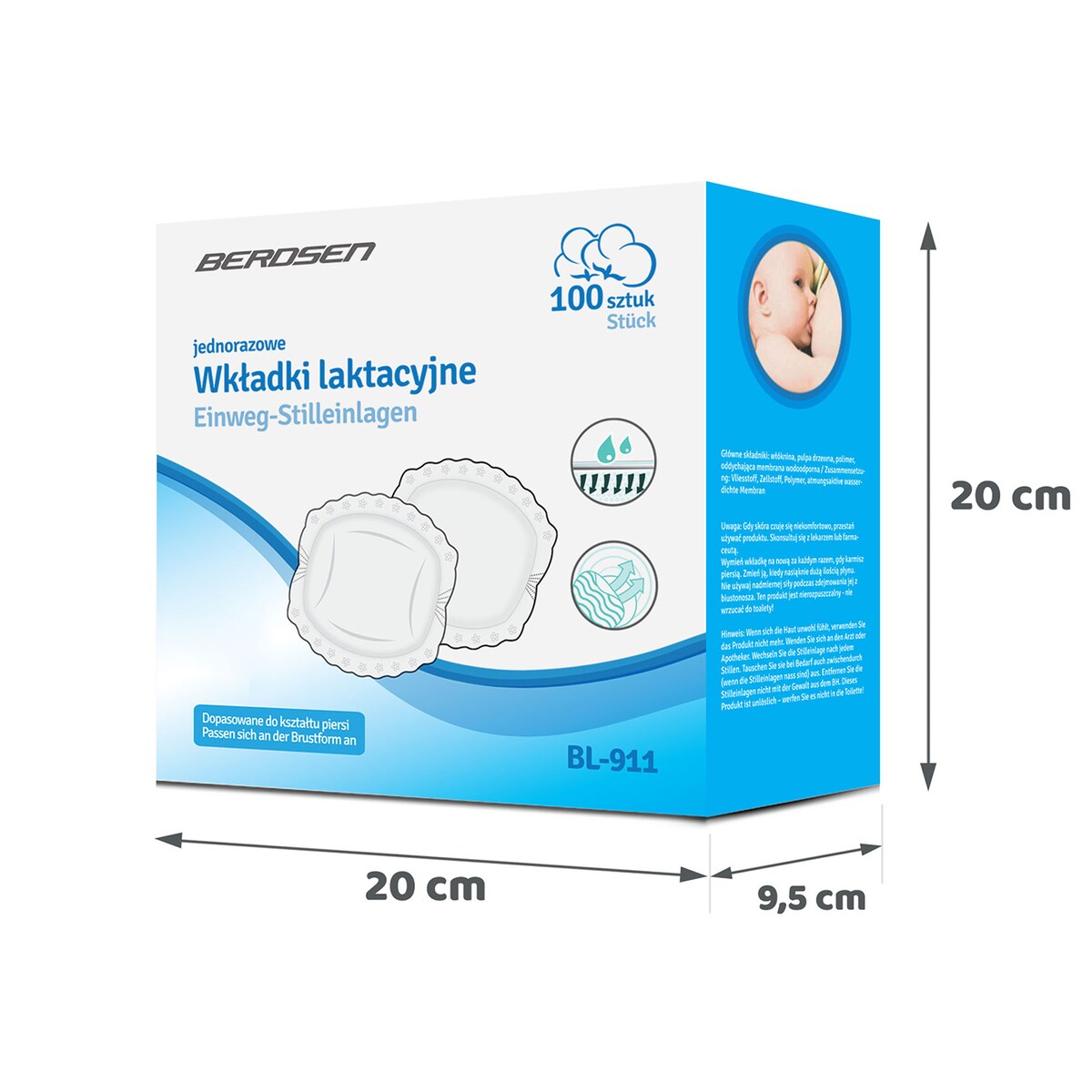 Wkładki laktacyjne ultra chłonne 100 szt. Berdsen