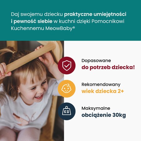 MeowBaby® Kitchen Helper Drewniany Pomocnik Kuchenny dla Dziecka, Szary