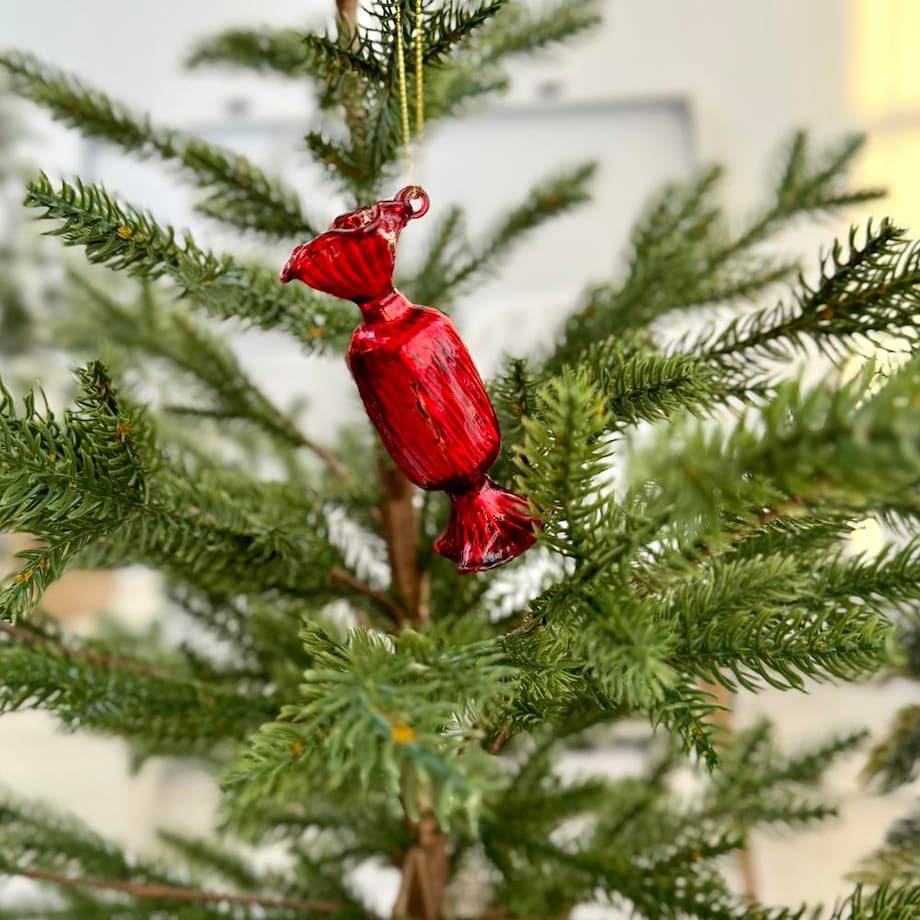 VILLA ITALIA Bombka szklana CUKIEREK red 9 cm