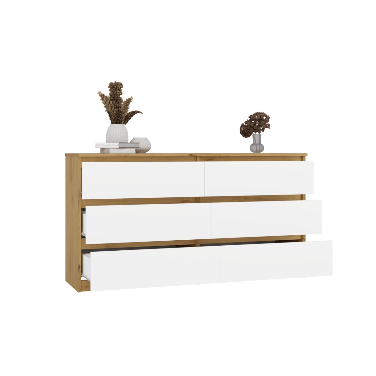 Komoda Malwa M6 120 DĄB ARTISAN BIAŁY