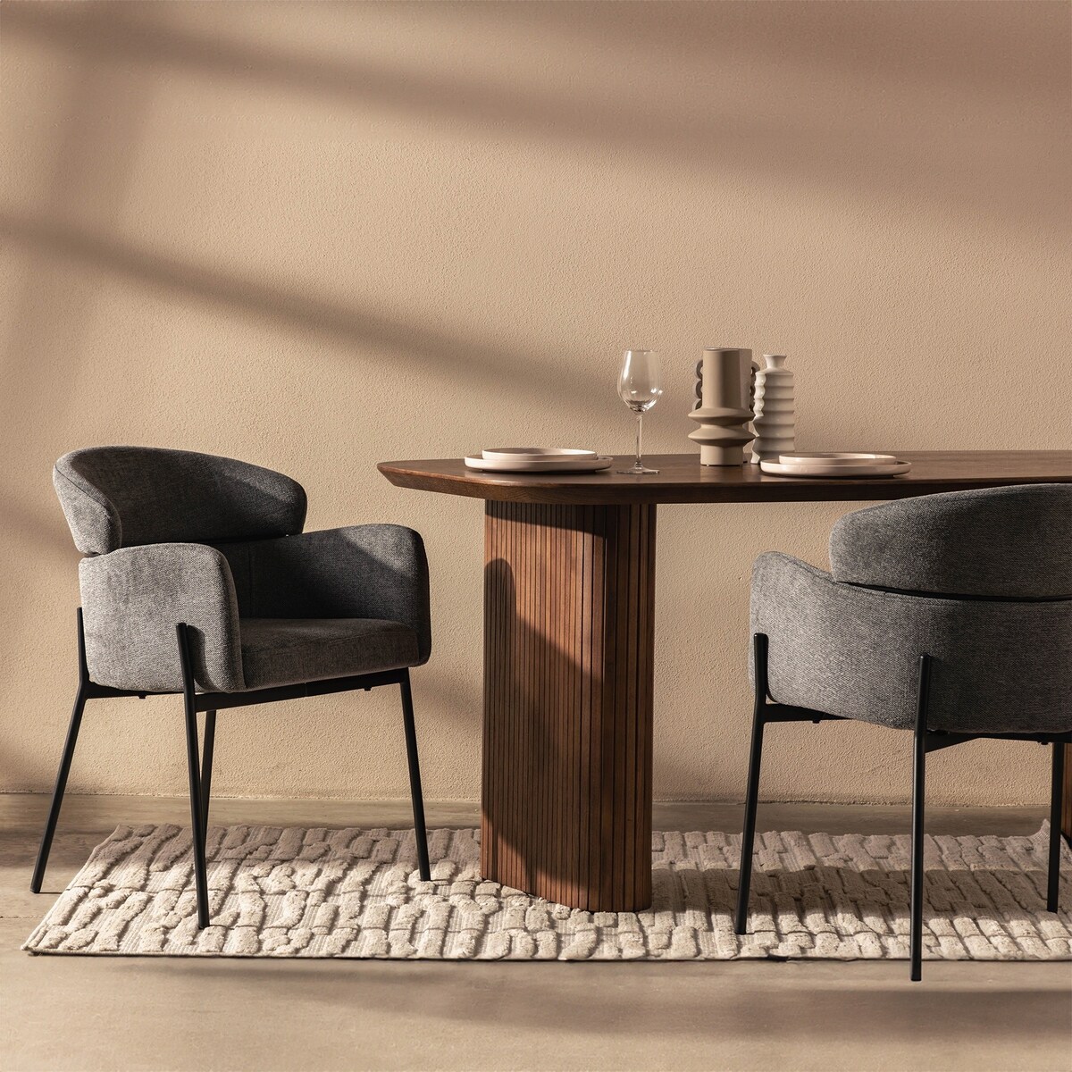 Krzesło z podłokietnikami szare Granada, kpl. 2 szt.