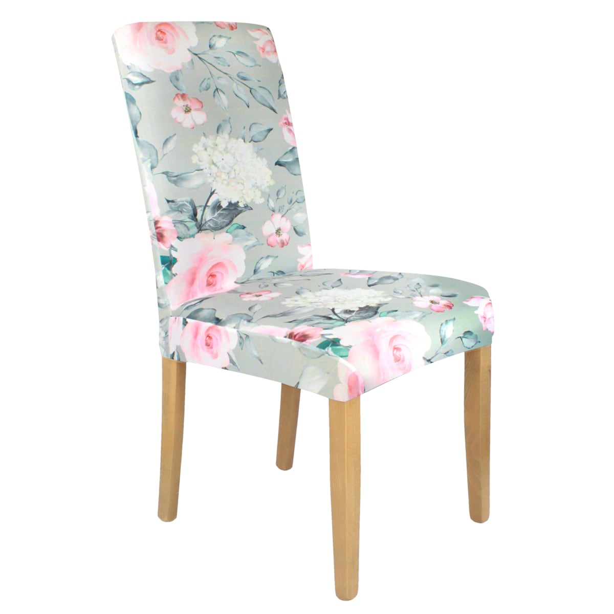 POKROWIEC NA KRZESŁO SZARY KWIATY RÓŻE WZORY ELASTYCZNY [21CU]
