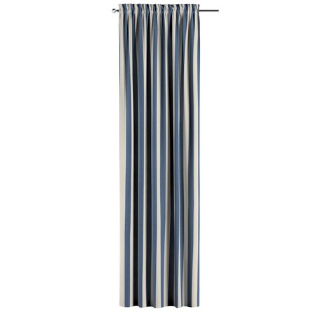 Zasłona na kanale z grzywką 1 szt. 130x245 niebiesko-białe pionowe pasy (5,5cm)
