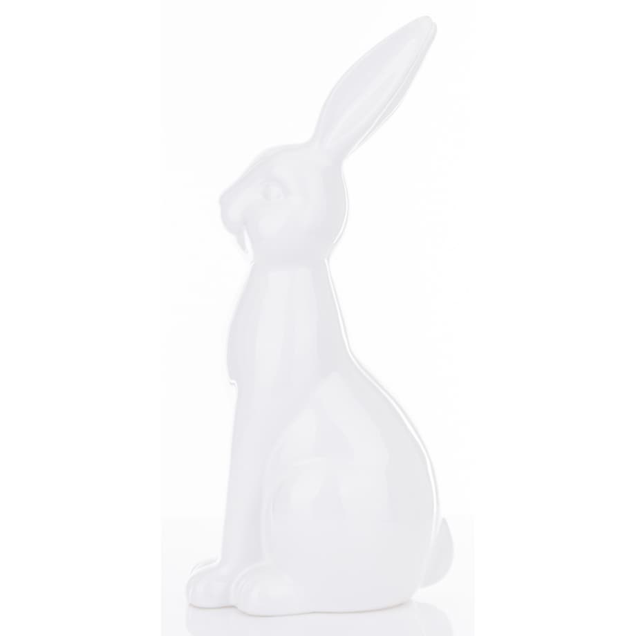Dekoracja - siedzący biały królik 33x12x16 cm