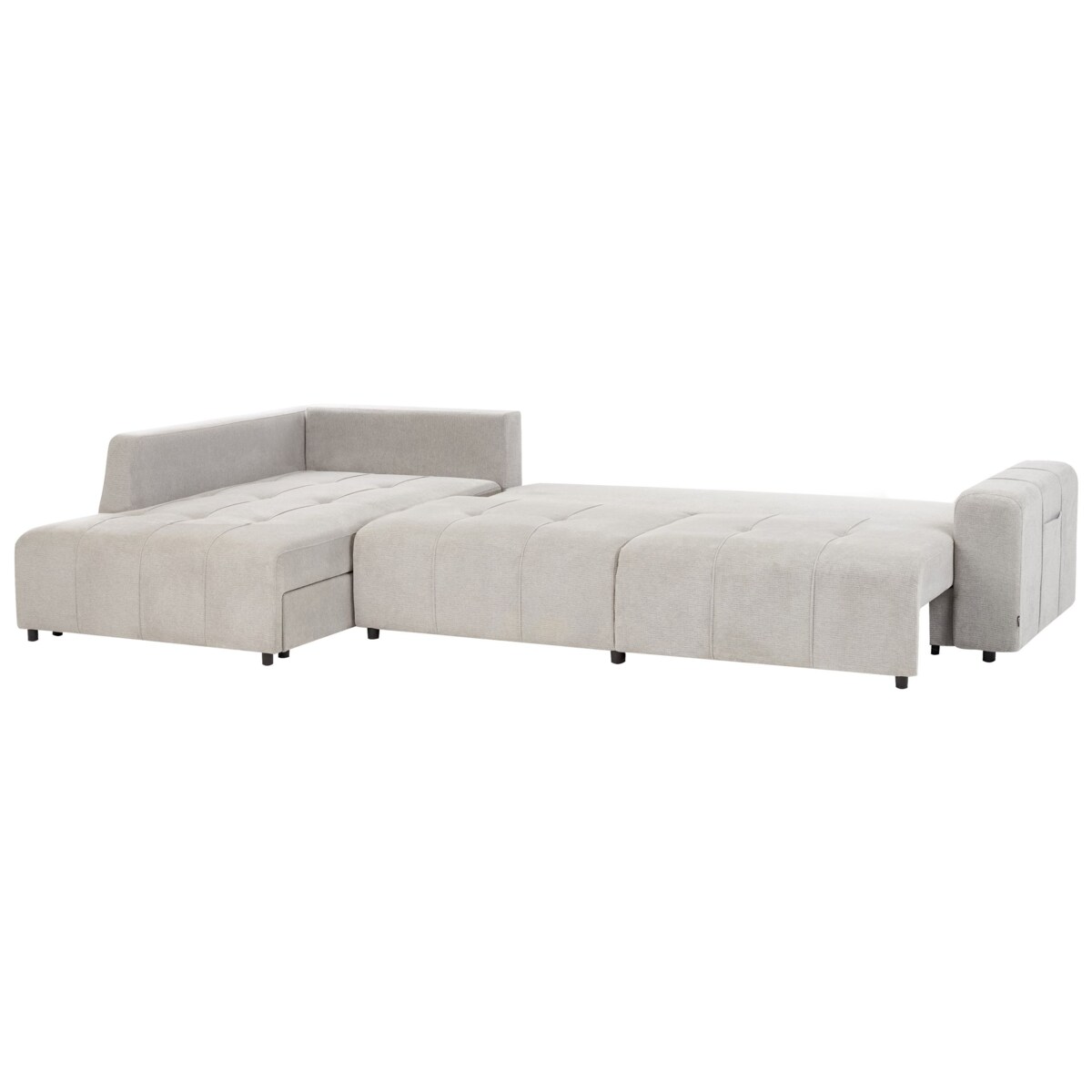 Narożnik rozkładany prawostronny 4-osobowy z pojemnikiem jasnoszary INNVIK