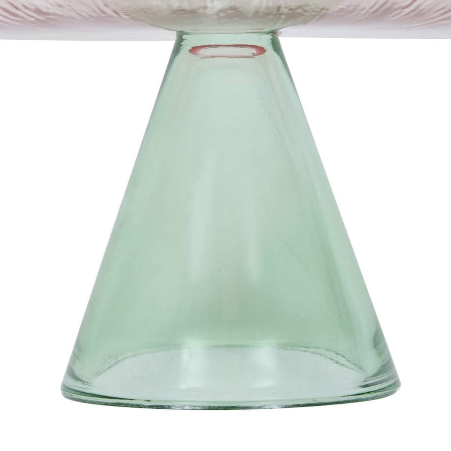 Patera na ciasto, szklana, różowo-zielona, Fleur de rose, 28 cm