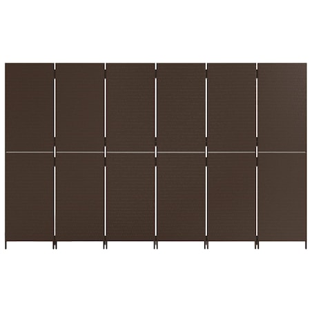 vidaXL Parawan 6-panelowy, brązowy, polirattan