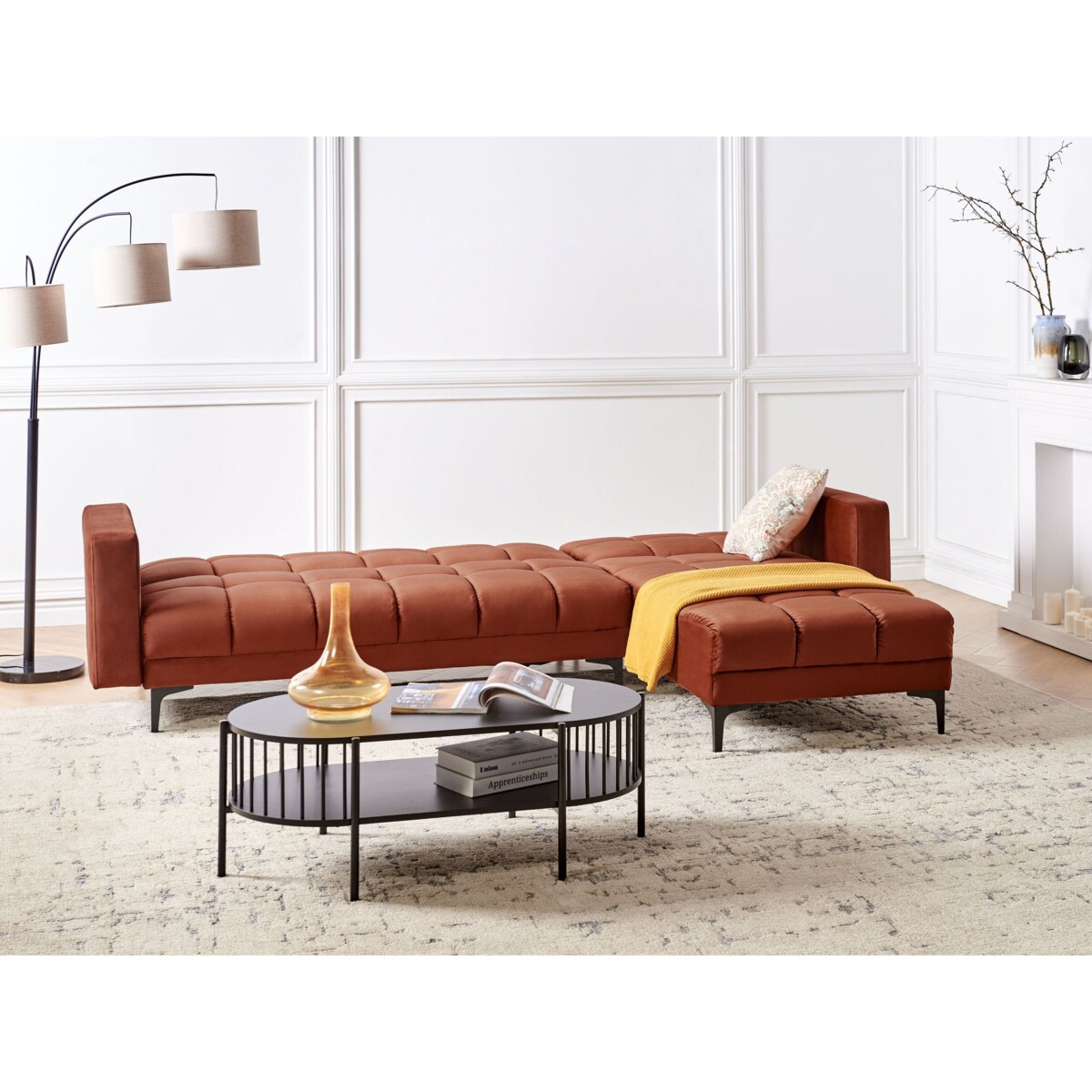 Sofa narożna lewostronna ALNES Jasnoczerwony Welur