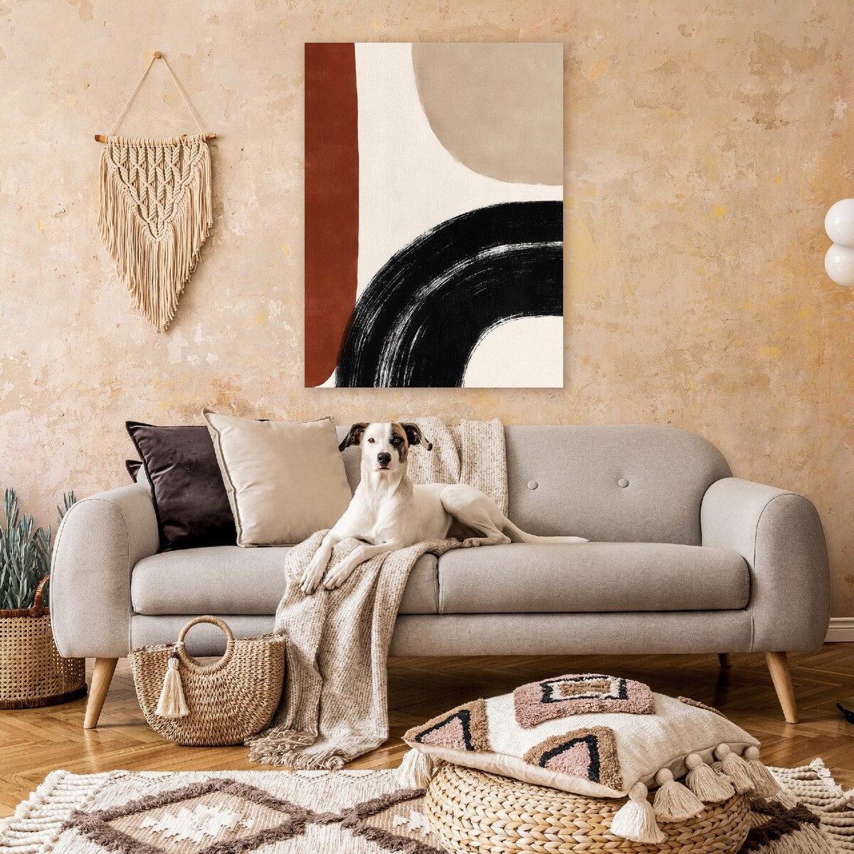 Obraz Do Sypialni Salonu Na Płótnie Abstrakcja Boho Beżowy 40x60