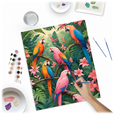 Malowanie po numerach obraz z ramą 40x50 Papugi Massido