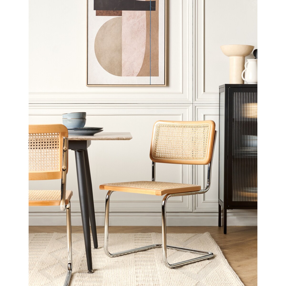 Zestaw 2 krzeseł do jadalni CORDOVA Rattan Jasne drewno