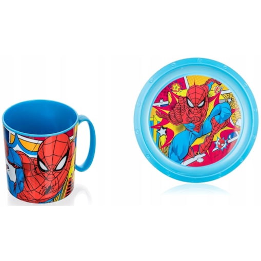 KUBEK TALERZ plastikowy dla dziecka chłopca SPIDERMAN bajka naczynia