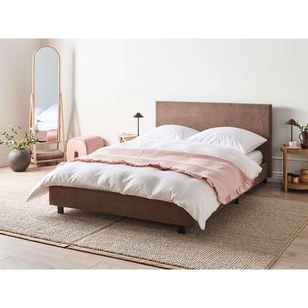Łóżko Boucle ALBI 140 x 200 cm Brązowy