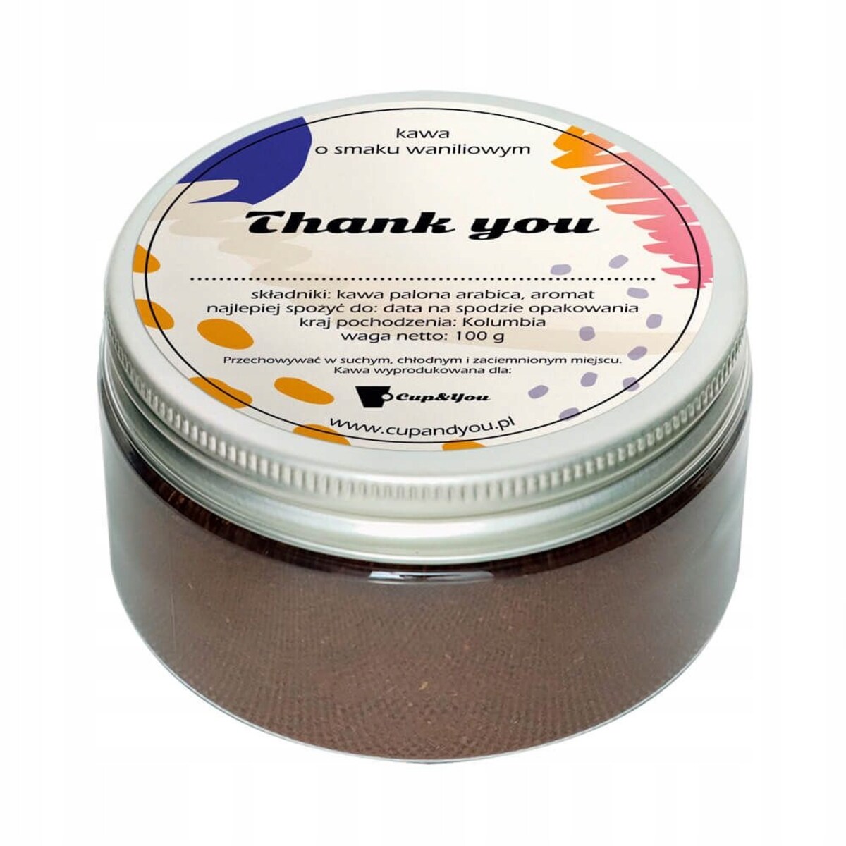 Zestaw prezentowy box "THANK YOU" z kawami smakowymi kubkiem i czekoladą z bakaliami - podziękowanie prezent upominek dla kobiety faceta niej niego