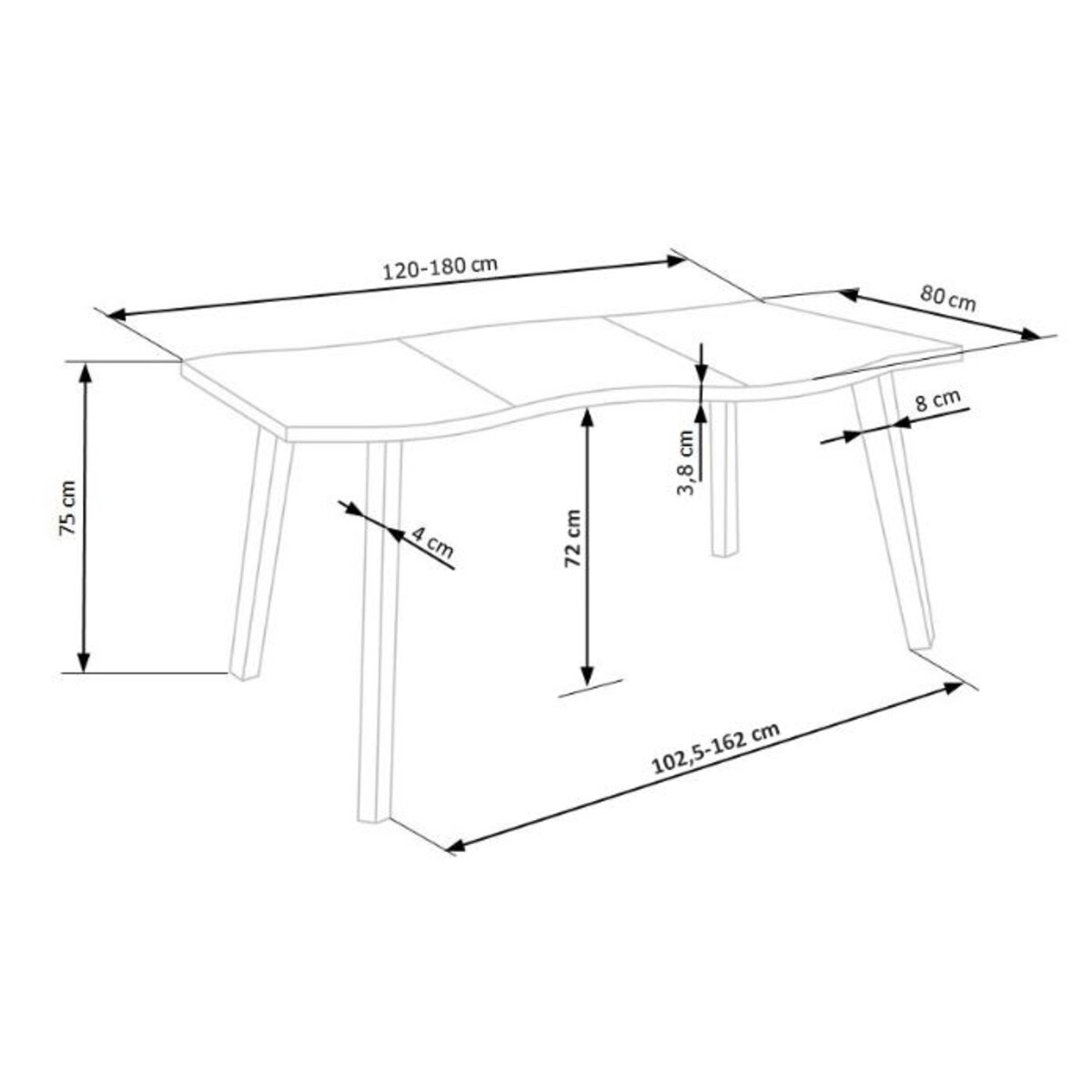 STÓŁ ROZKŁADANY Sonik 120-180 cm DREWNO DĘBOWE czarne nogi
