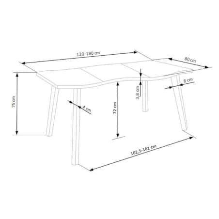 STÓŁ ROZKŁADANY Sonik 120-180 cm DREWNO DĘBOWE czarne nogi