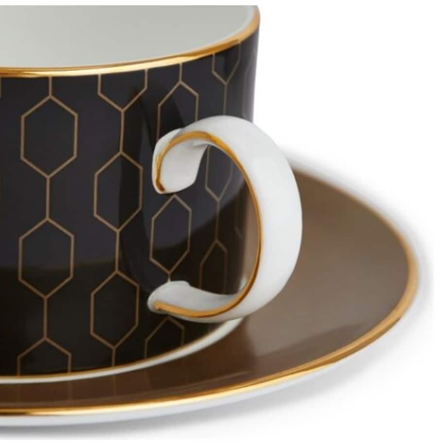 Filiżanka ze spodkiem do herbaty czarna Gio Gold Wedgwood