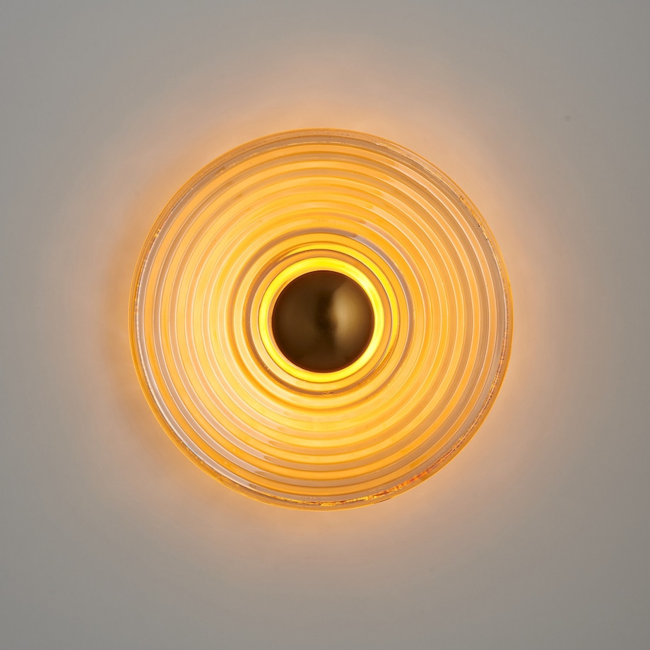 Lampa ścienna HELIOS 30 cm bursztynowo-złota