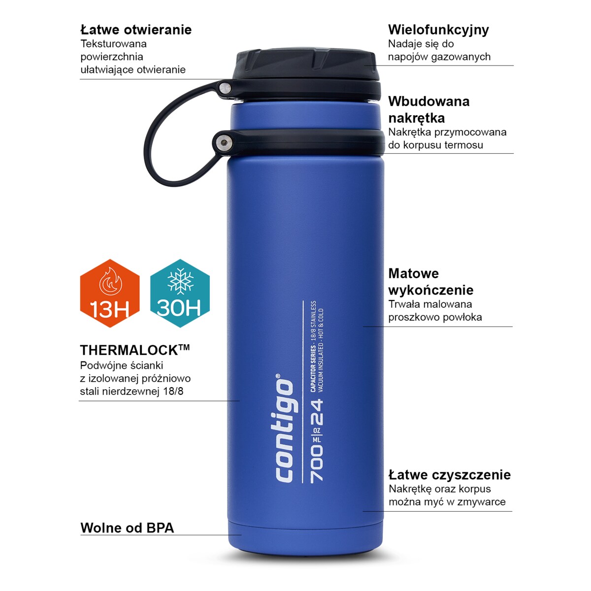 Termos/Bidon termiczny Contigo Fuse 700ml - - Niebieski