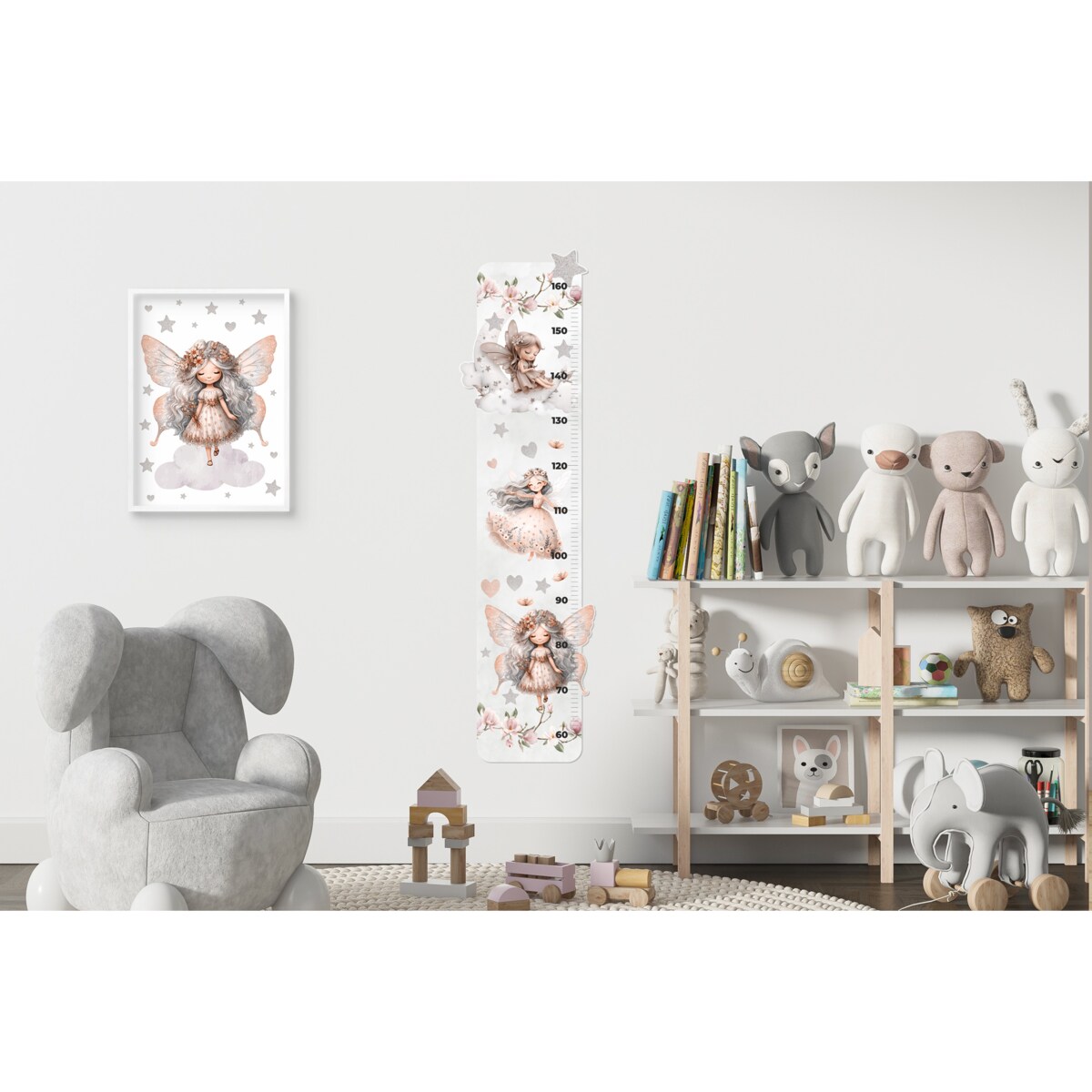 Beżowy Obrazek do pokoju dziecka Plakat w ramie dla dziewczynki Wróżka