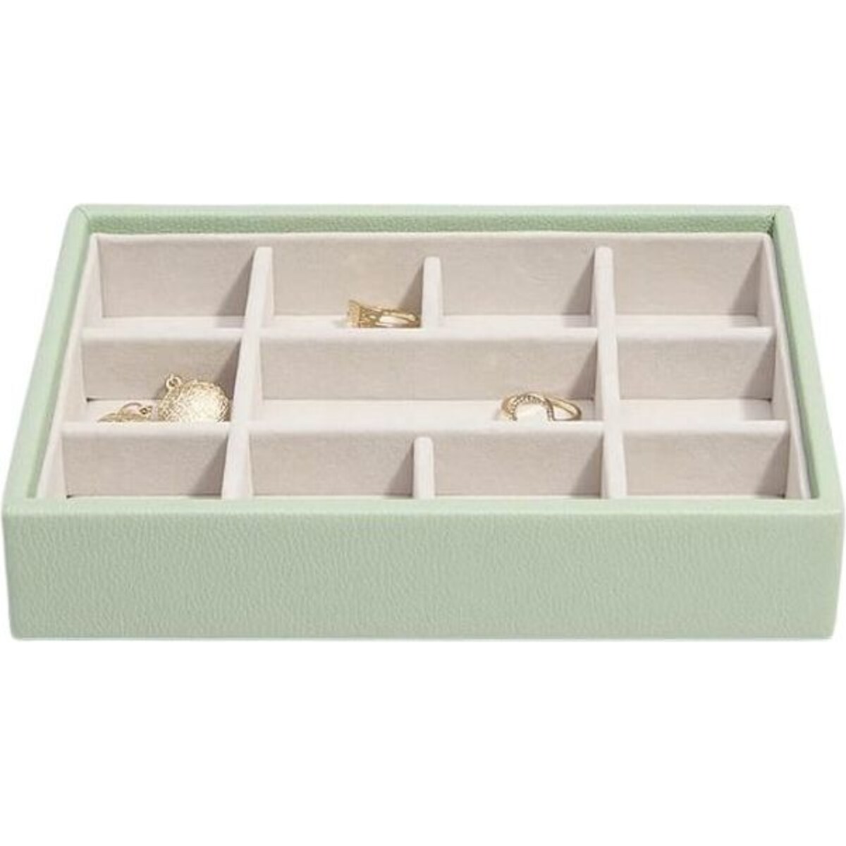Szkatułka na biżuterię Stackers 11 komorowa mini zieleń szałwiowa
