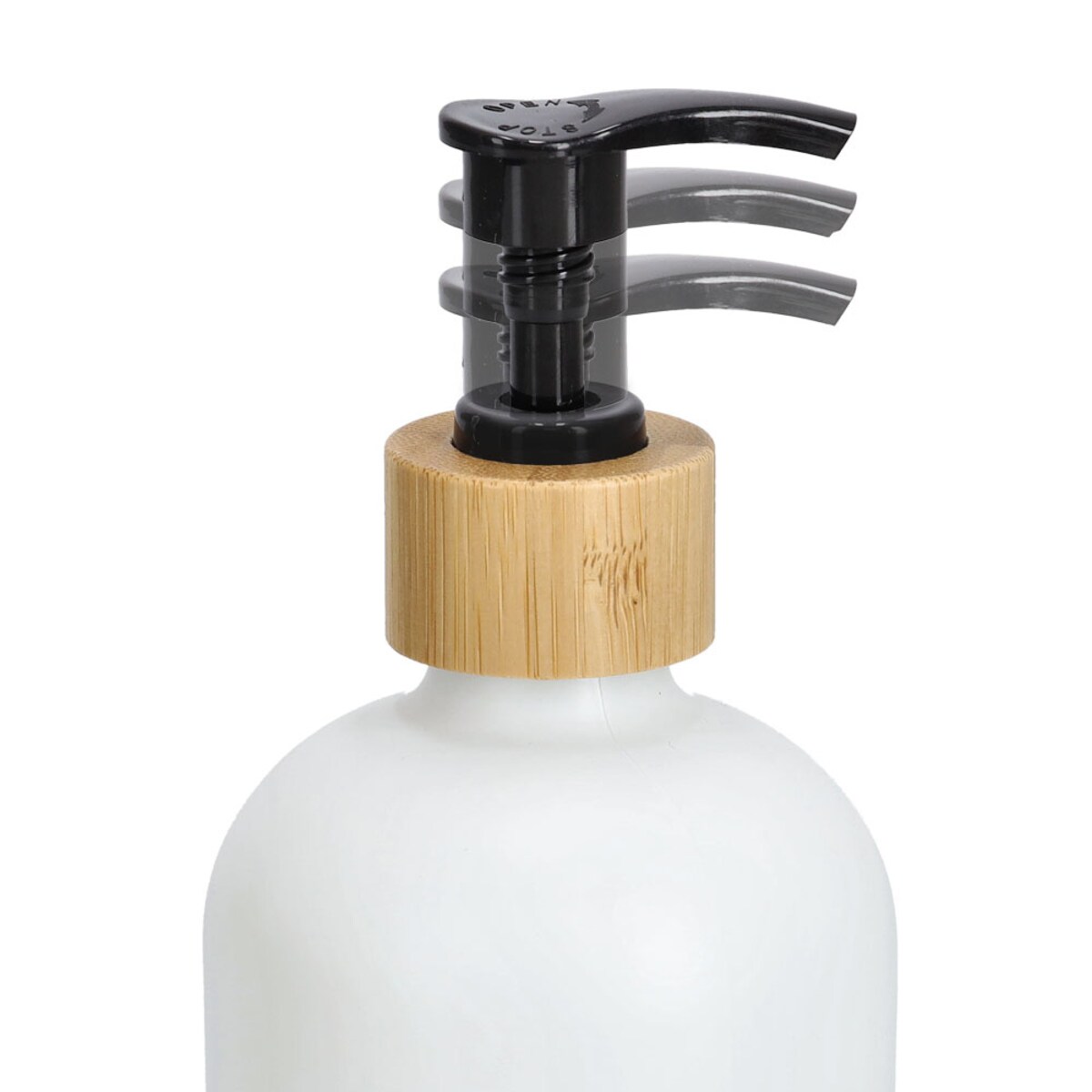 Zestaw dozowników na płyn i mydło z bambusową podstawką, 2 x 500 ml, kolor czarny