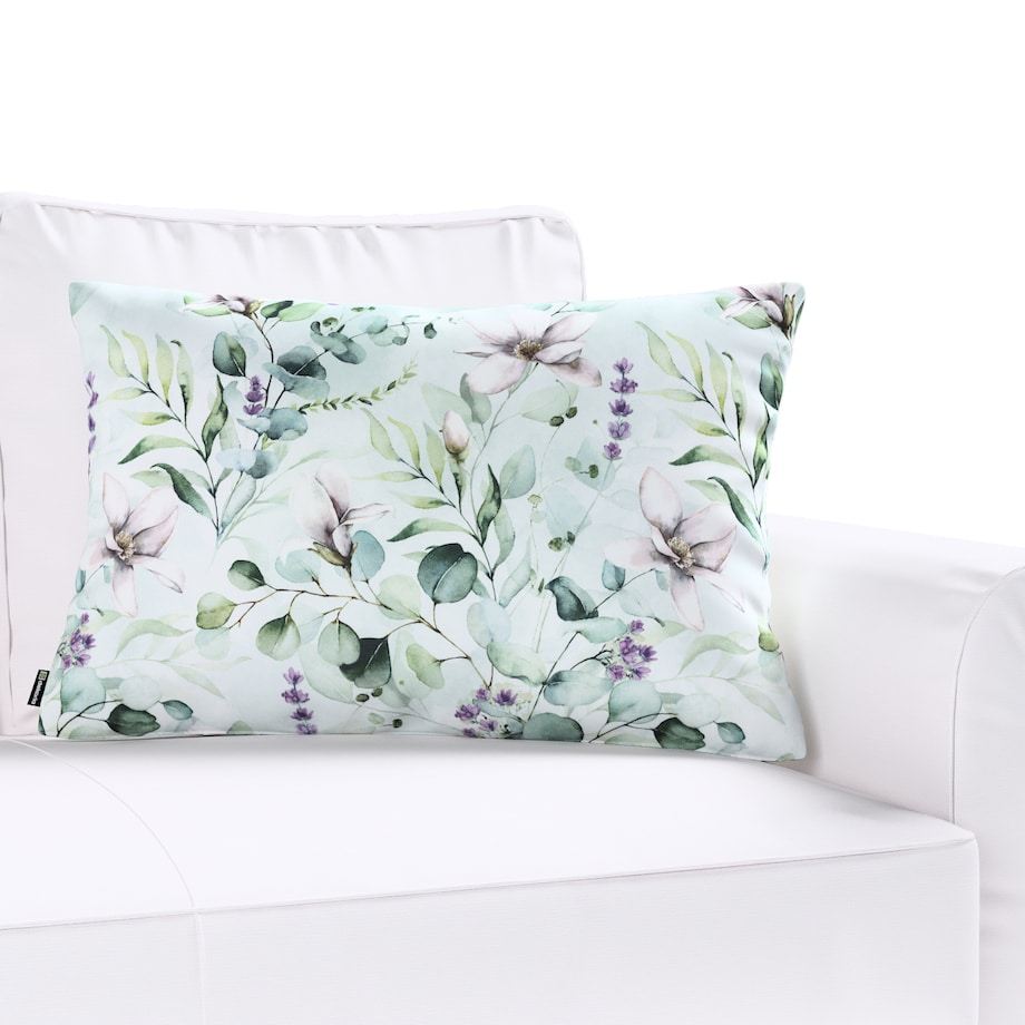 Poszewka Kinga na poduszkę prostokątną 60x40 magnolie na miętowym tle