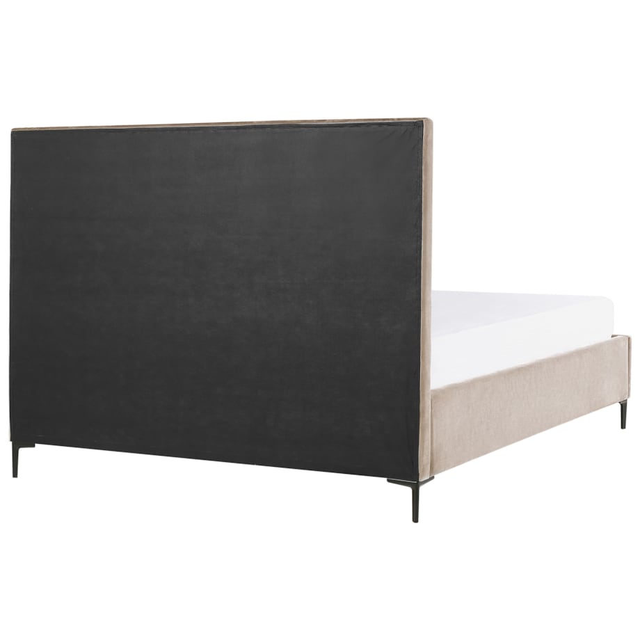 Łóżko z pojemnikiem welurowe 180 x 200 cm beżowoszare SEZANNE