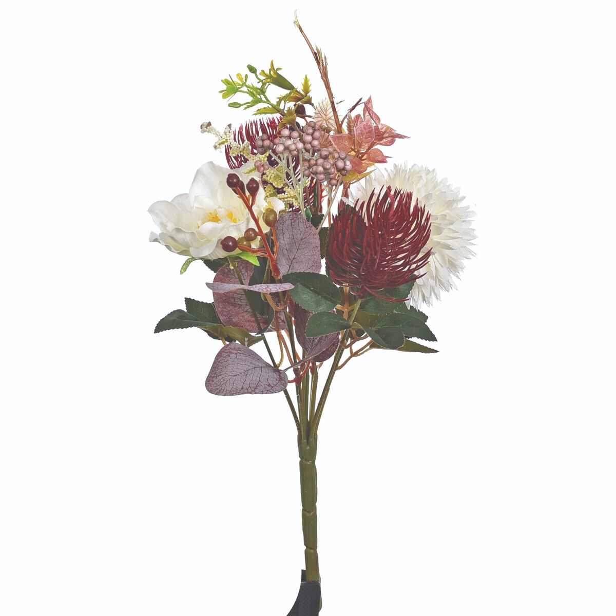 Jesienny Bukiecik Kwiatów Z Ozdobami Wys. 32Cm Biało-Bord