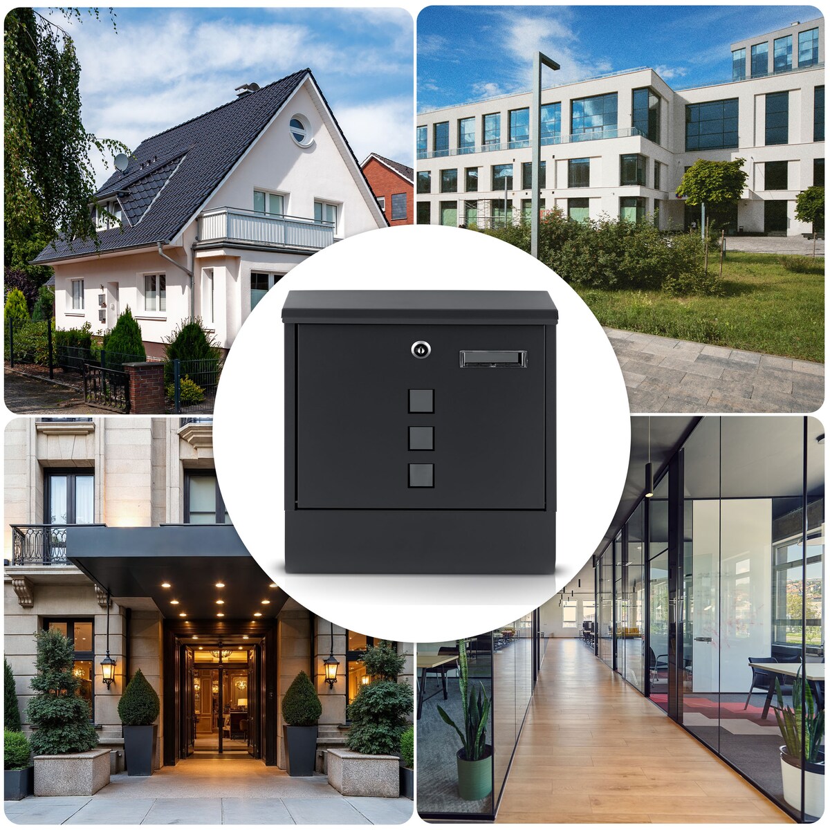 Skrzynka na listy z gazetnikiem Humberg pocztowa na bramę ogrodzenie czarna stalowa