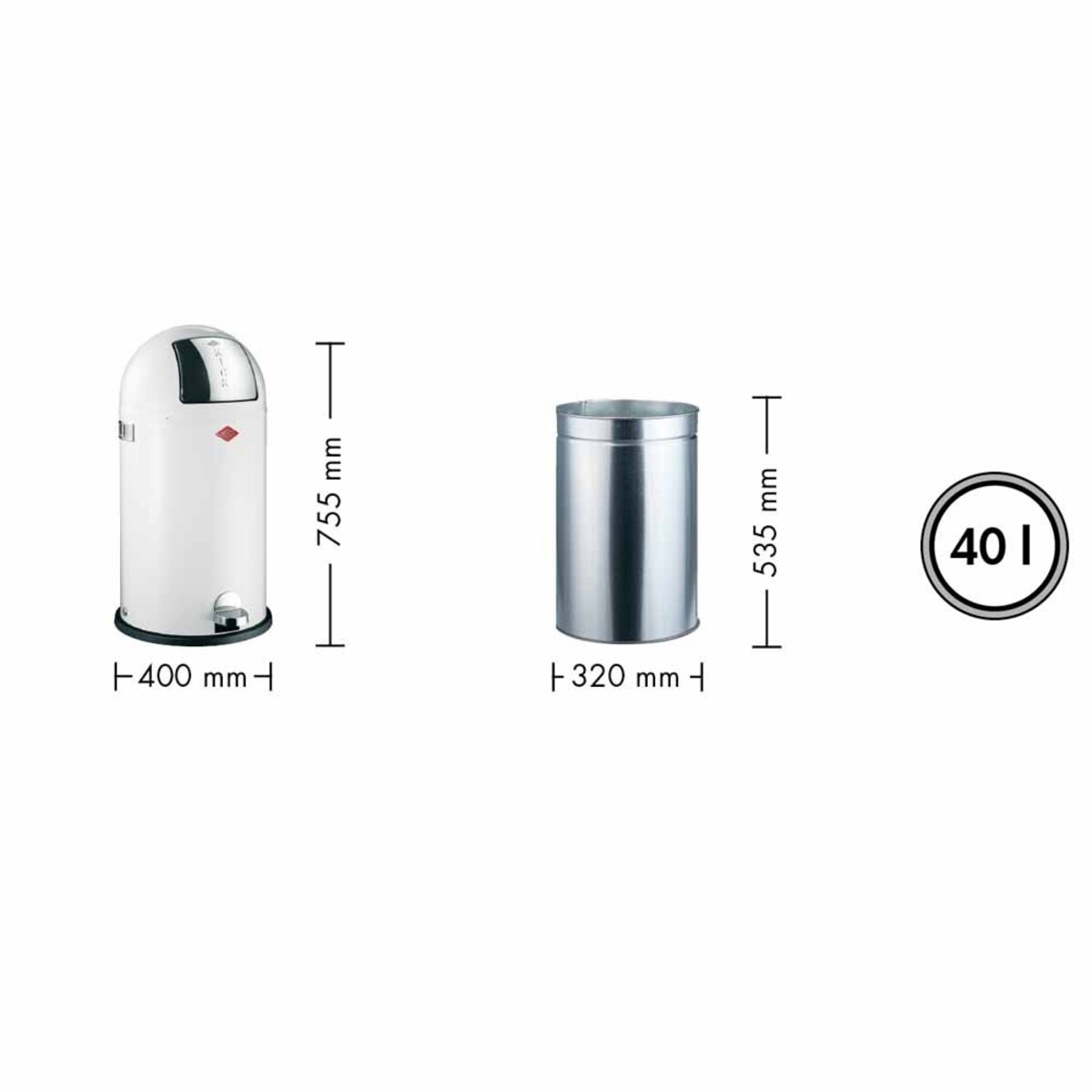 Kosz na śmieci 40l KickBoy czerwony WESCO