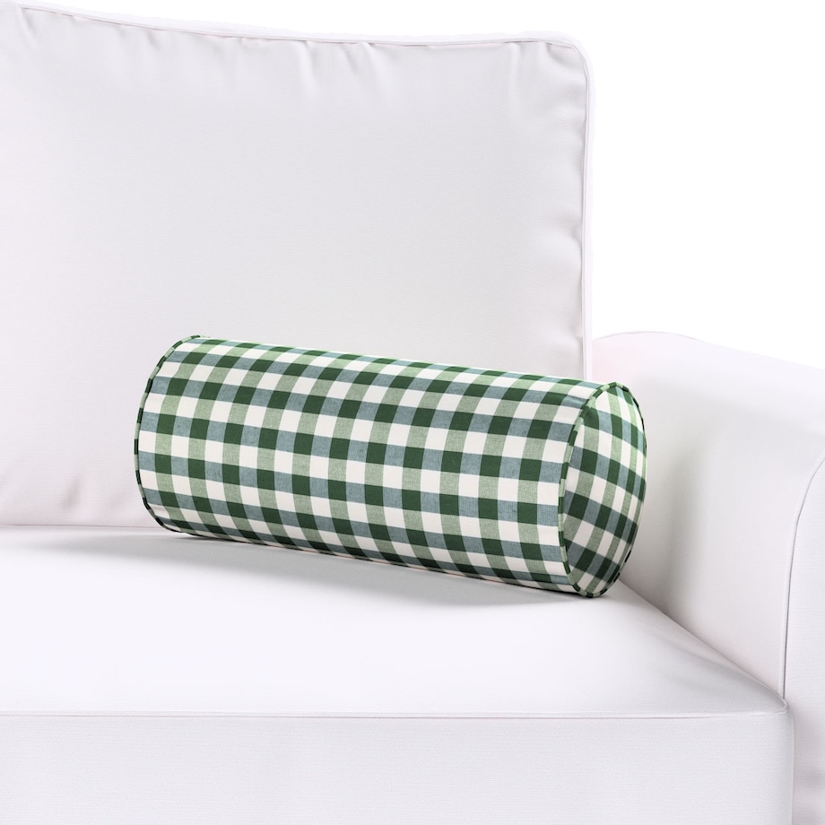 Poduszka wałek prosty, zielono-biała kratka (1,5x1,5cm), Ø16 x 40 cm, Christmas