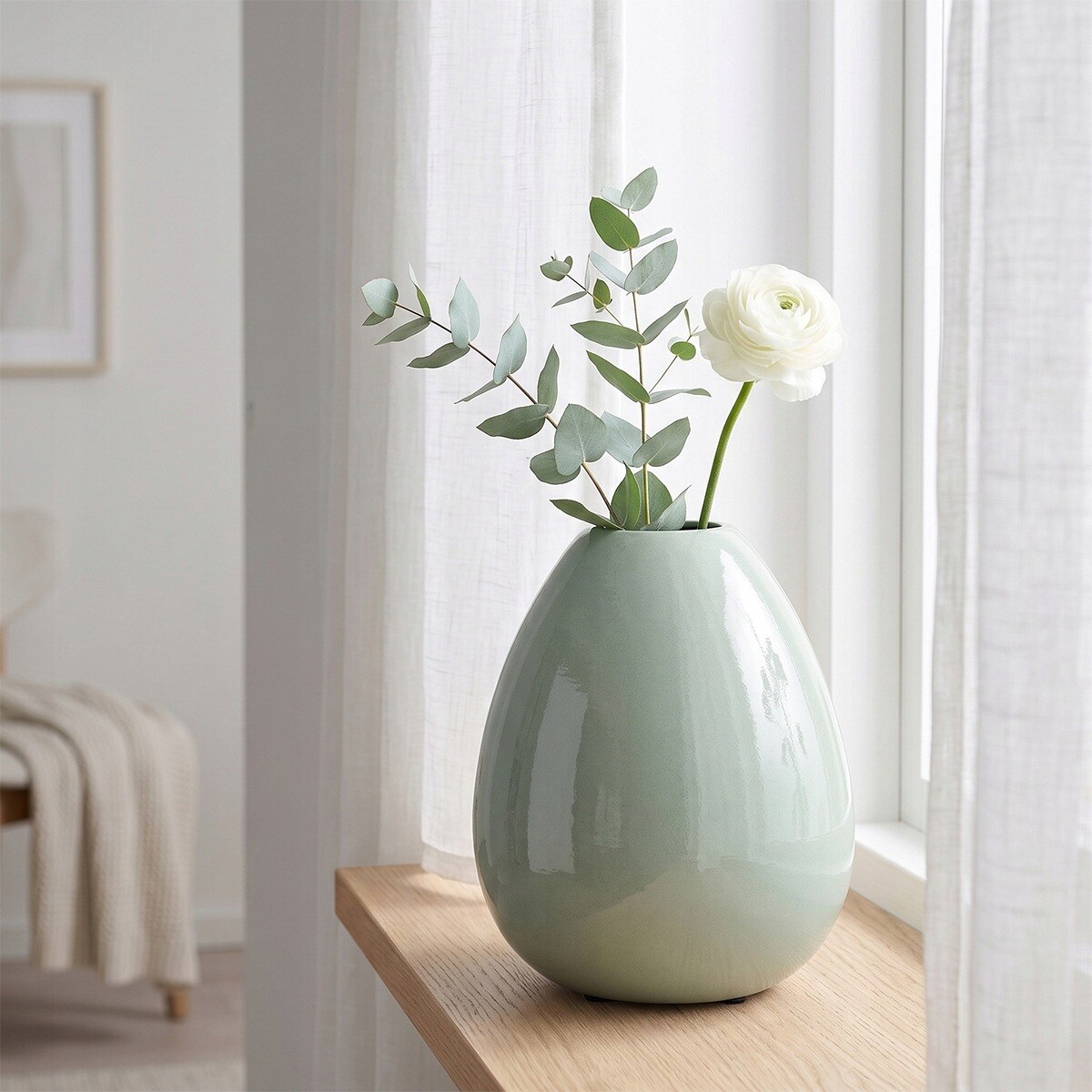 WAZON TURKUSOWY 20cm WYSOKI NA KWIATY BUKIET TULIPANY DO SALONU DOMU LOFT