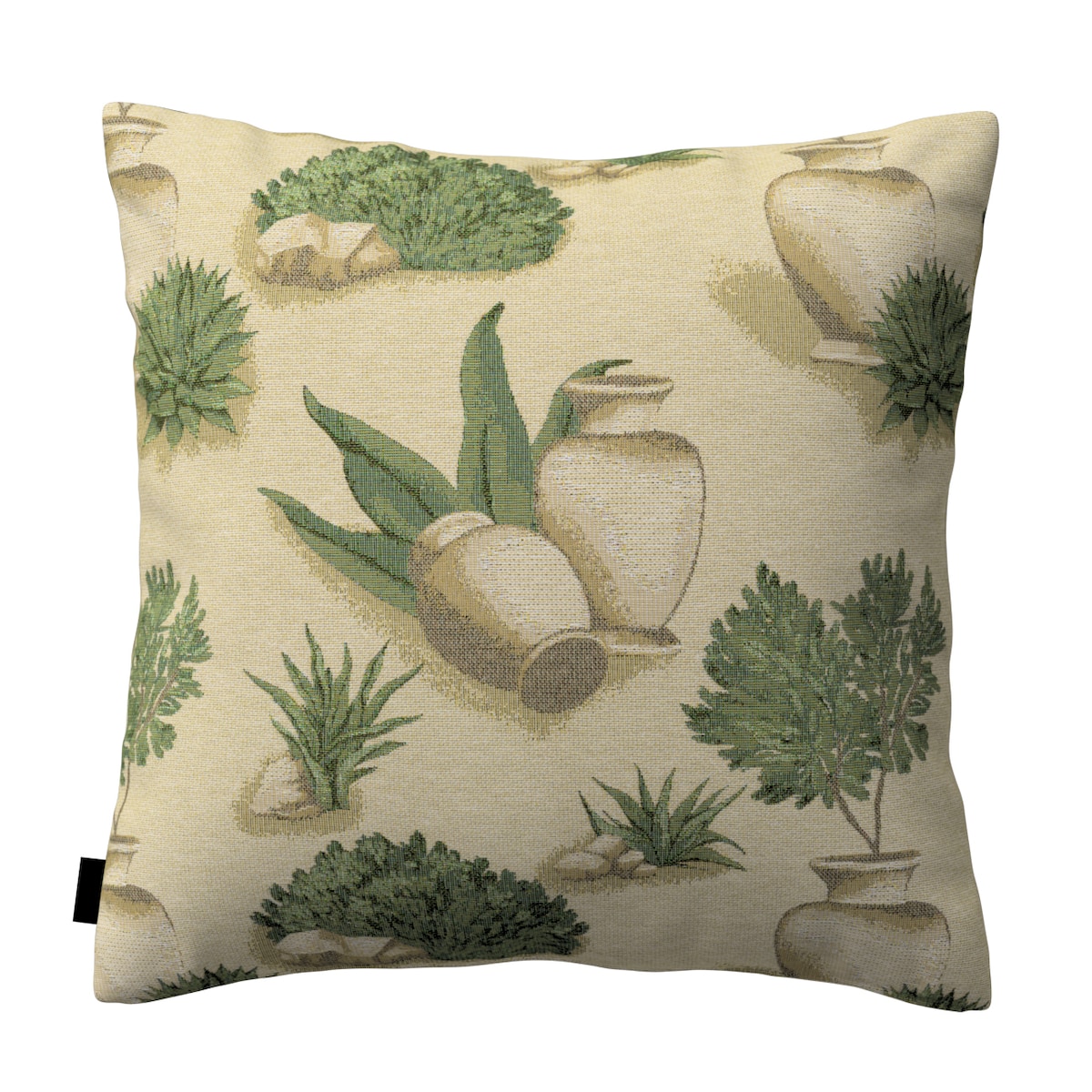 Poszewka Kinga na poduszkę 60x60 beżowo-zielony motyw roślinny