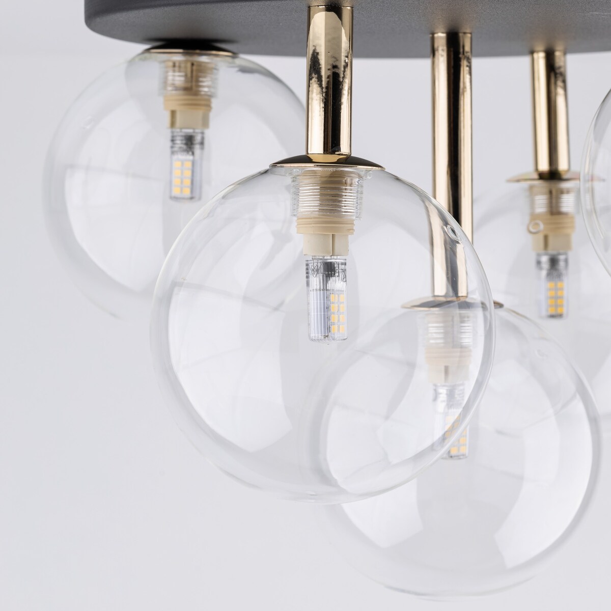 Nowoczesna lampa sufitowa NILOS Black/Gold TK Lighting 5xG9, czarno-złota, szkło, metal, do salonu i jadalni