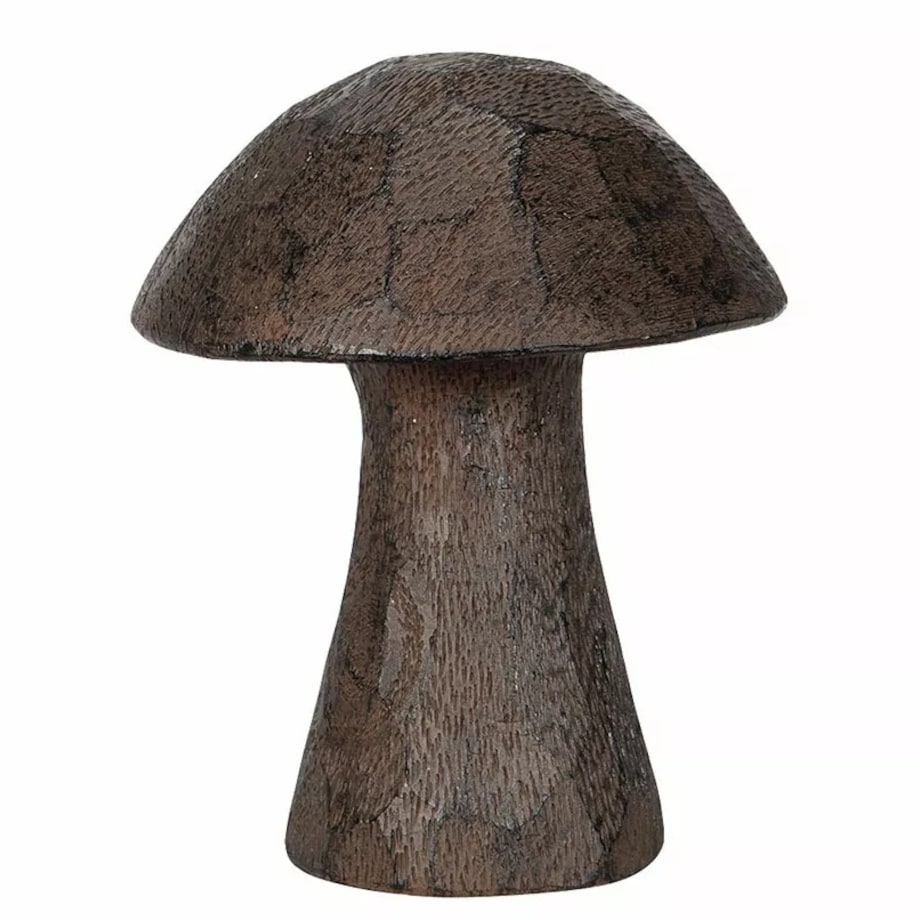 FIGURKA GRZYB OGRODOWA 14cm brązowa boho wodoodporna imitacja drewna