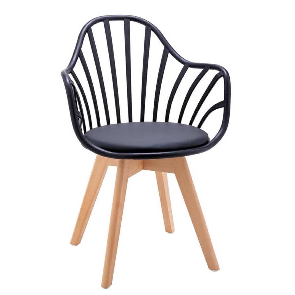 Tapicerowane krzesło do biurka Albert PW802.BLACK King Home ekoskóra drewno czarny