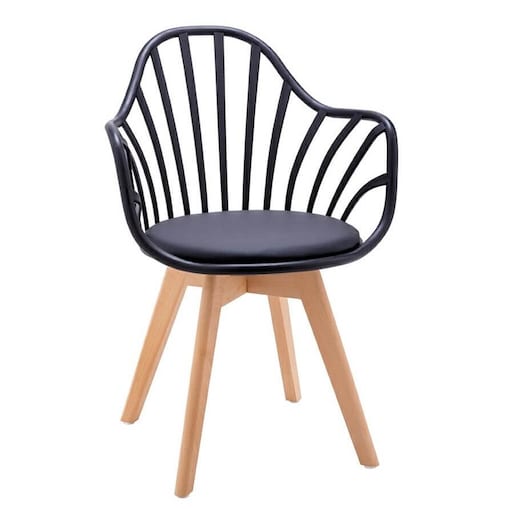 Tapicerowane krzesło do biurka Albert PW802.BLACK King Home ekoskóra drewno czarny