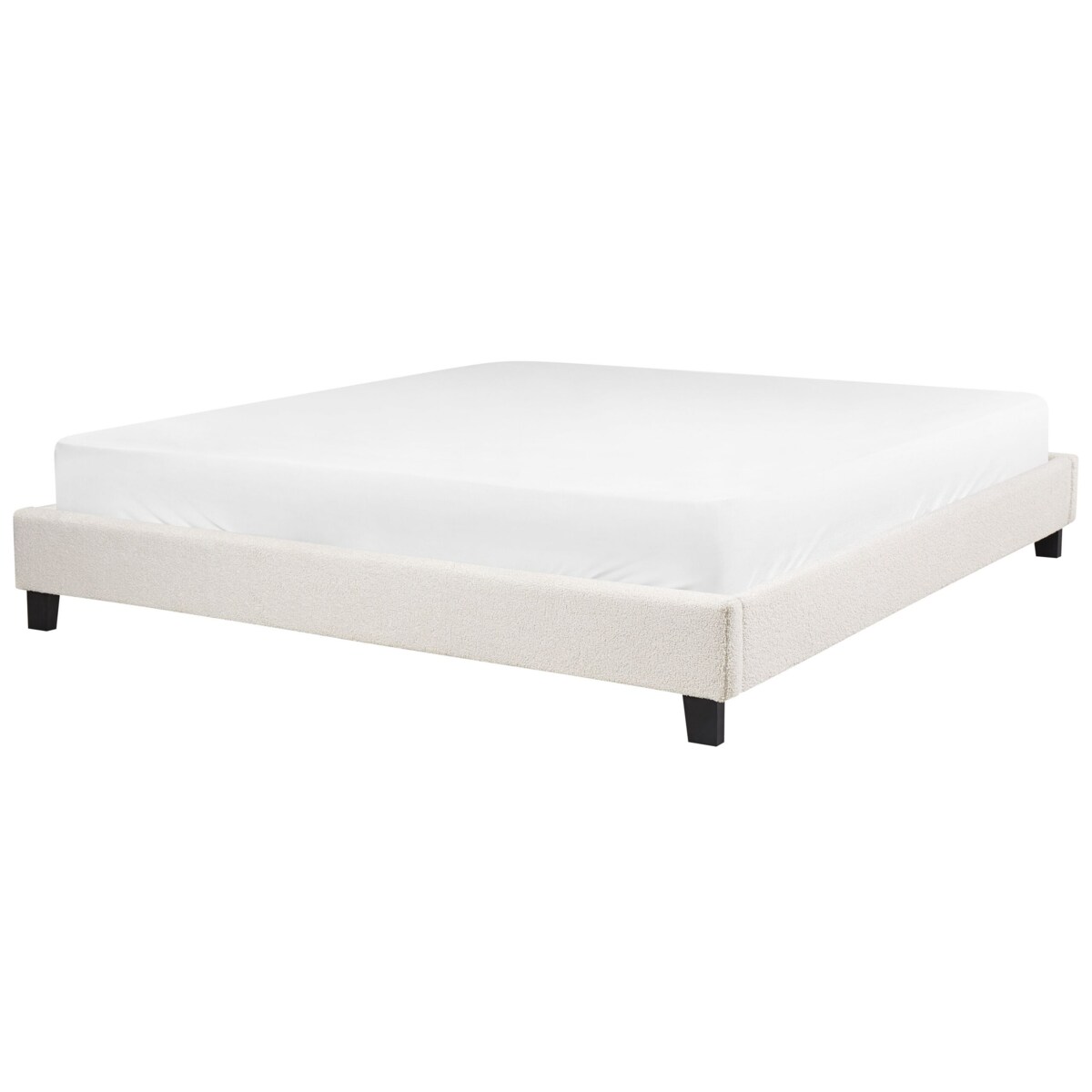 Łóżko kremowe tapicerowane ze stelażem 180 x 200 cm ROANNE