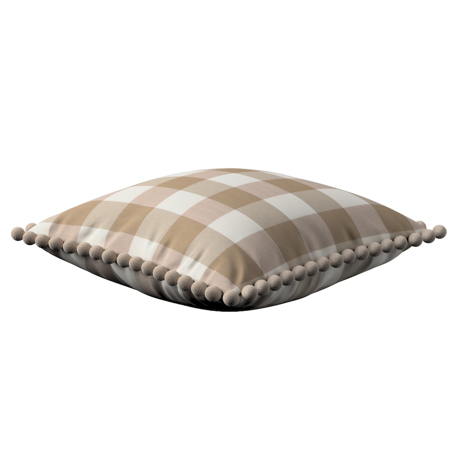 Poszewka Wera na poduszkę 45x45 beżowo-biała krata (5,5x5,5cm)