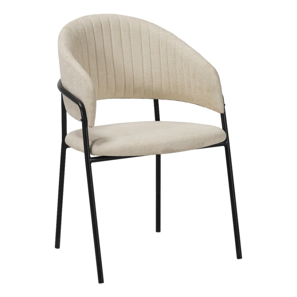 Krzesło tapicerowane nowoczesne wygodne pikowane do jadalni salonu beżowe tkanina