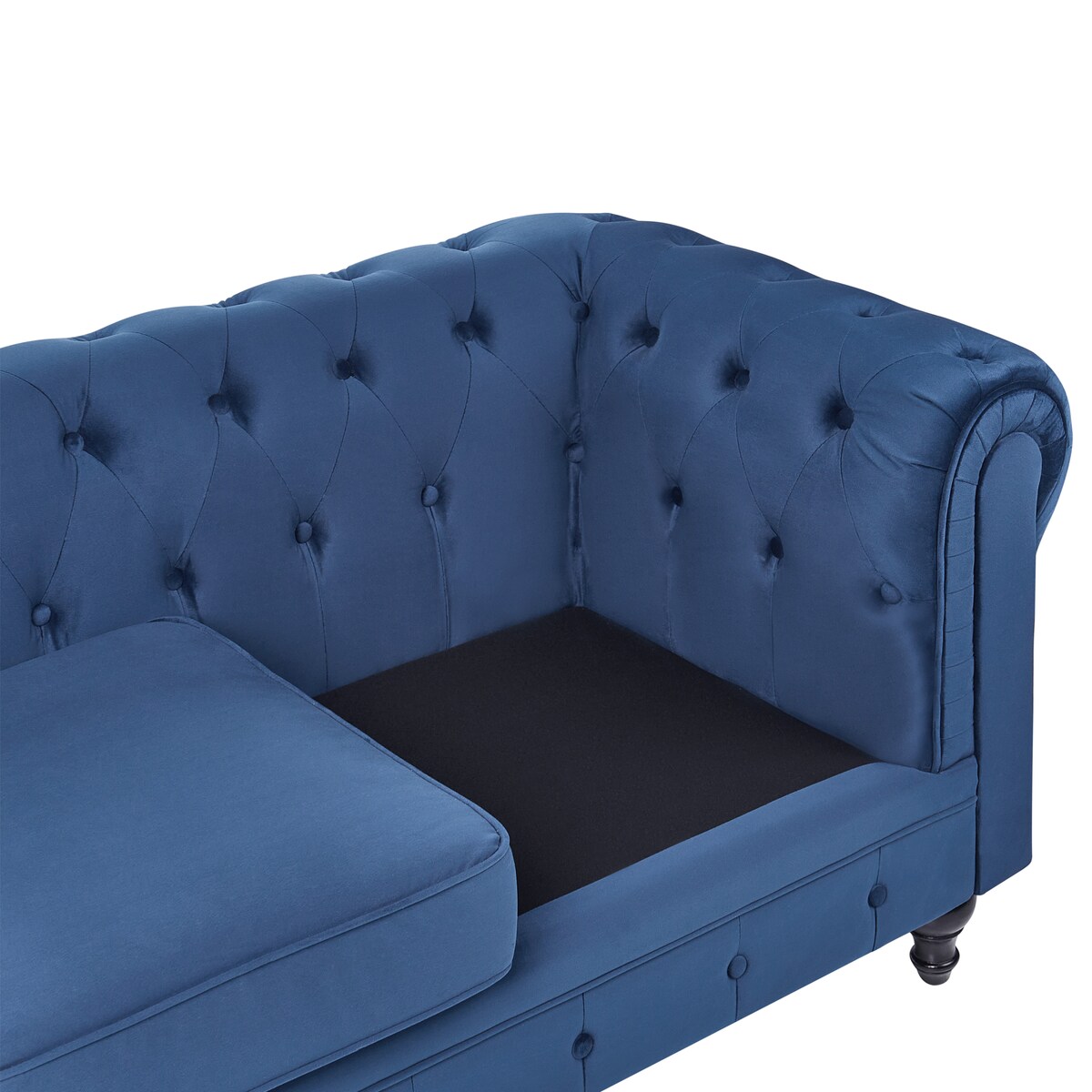 Sofa dla 3 osób CHESTERFIELD Welur Granatowy