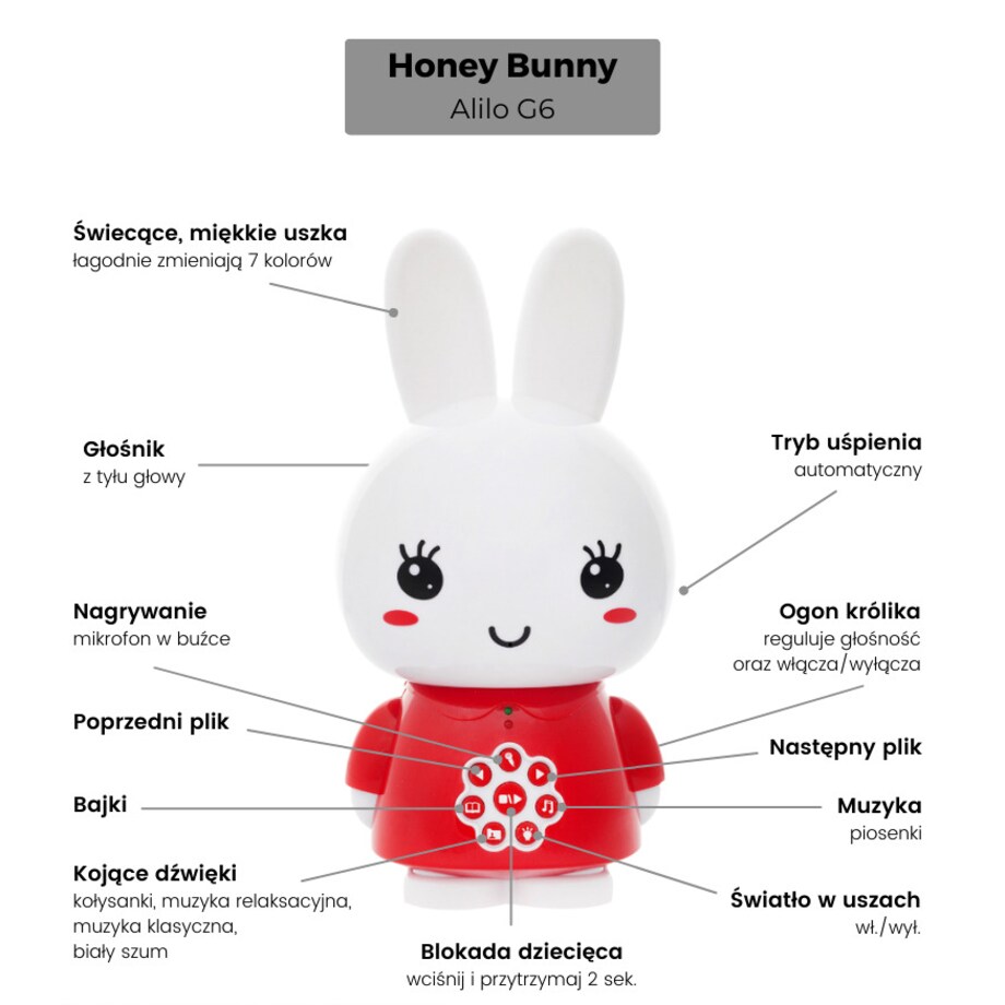 Króliczek Honey Bunny G6 - czerwony Alilo