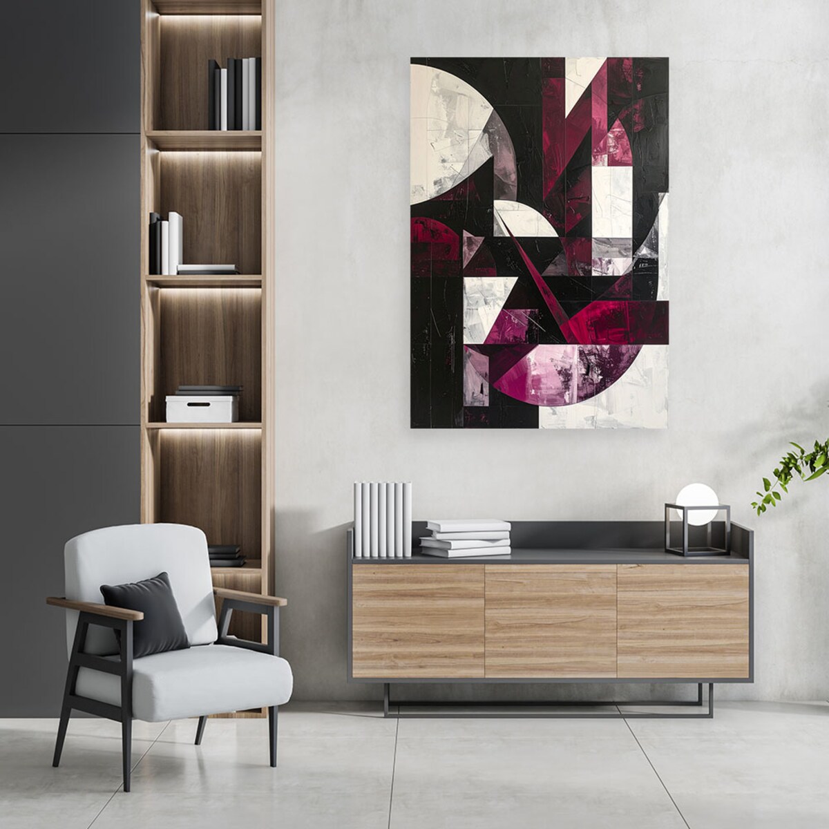 Obraz do salonu biura kuchni, Abstrakcyjne kształty burgundowy