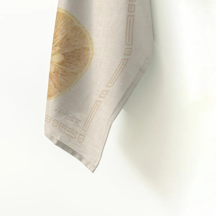 Lniany ręcznik kuchenny - cytryny w ramce