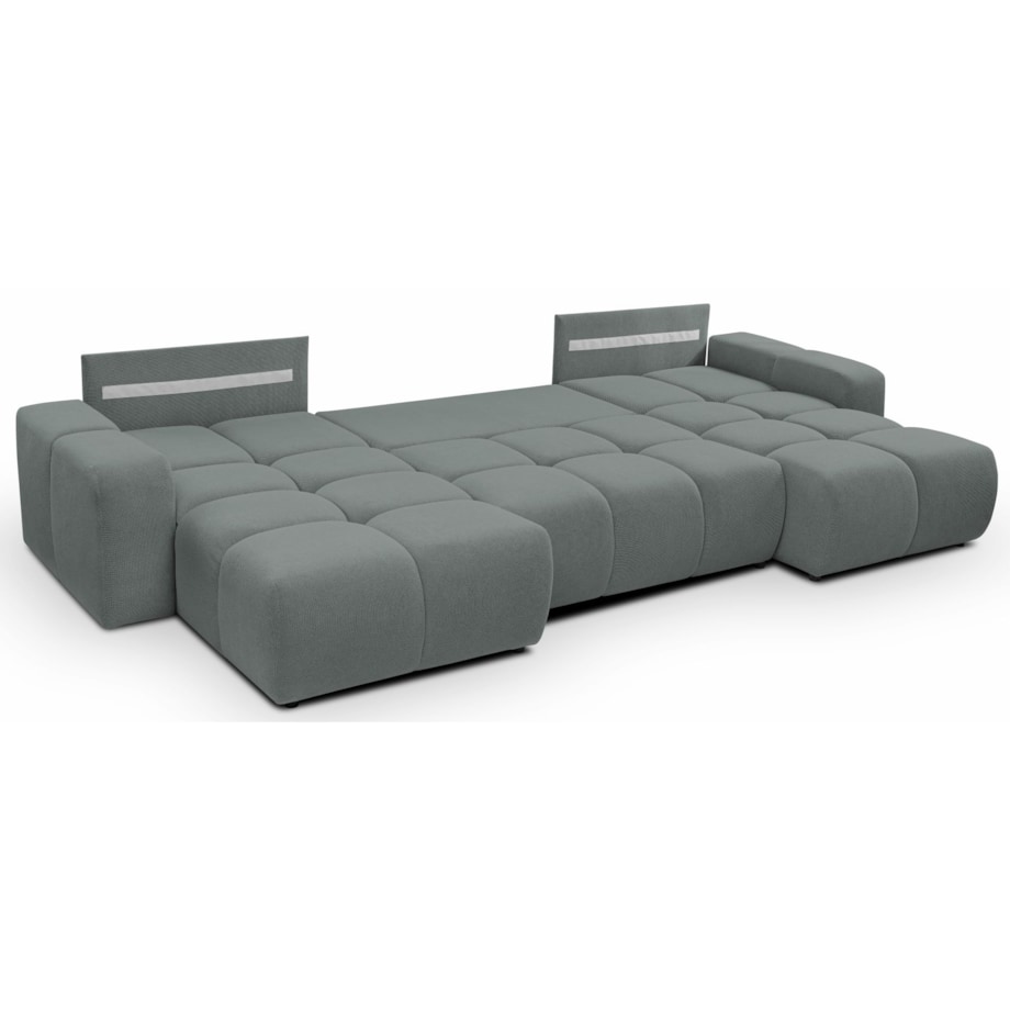 Nowoczesny Narożnik U SOHI z funkcją spania, Curio 93 - Popiel