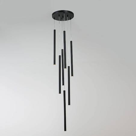 Czarna lampa wisząca Lungo metalowe tuby nad stół do salonu