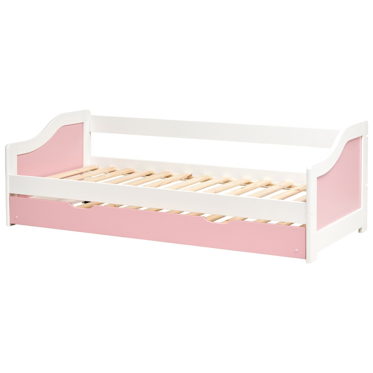 Łóżko wysuwane Drewno sosnowe LUNERAY 90 x 200 cm Różowy