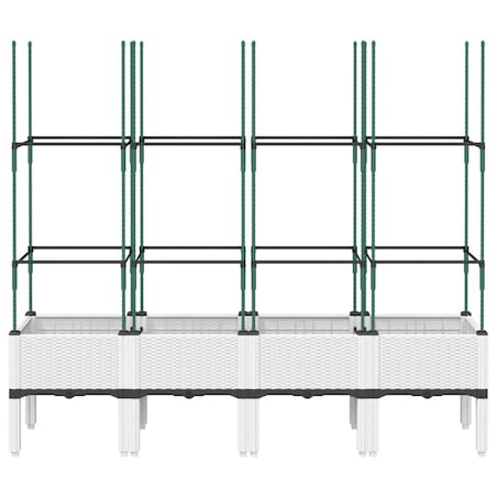 vidaXL Donica ogrodowa z kratką, biała, 160x40x142,5 cm, PP